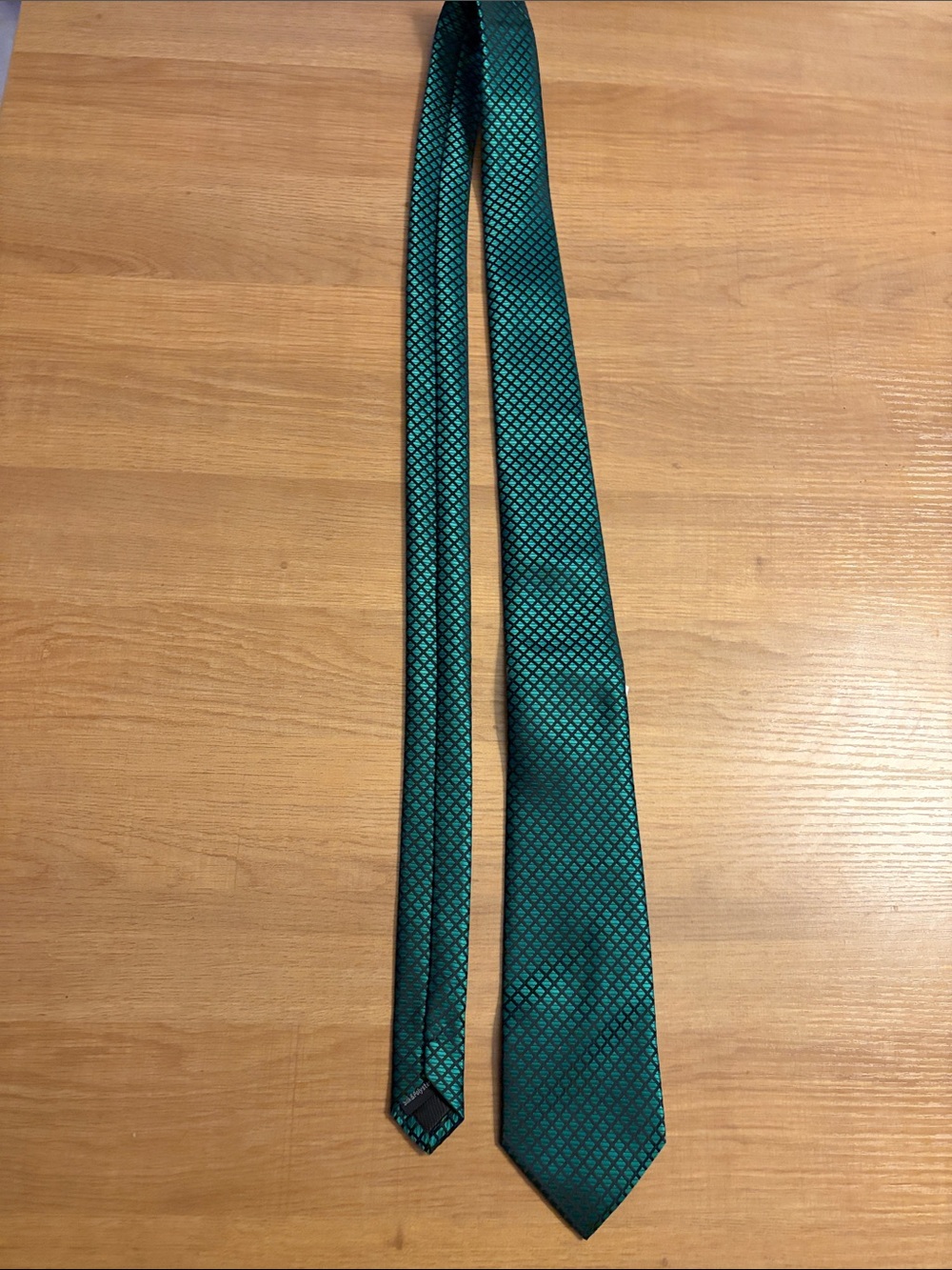 Men's Teal Geometric Silk-Feel Tie